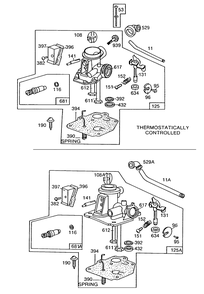 Carburetor Assemblies Diagram and Parts List for 110902-1114-XX  Briggs and Stratton Engine